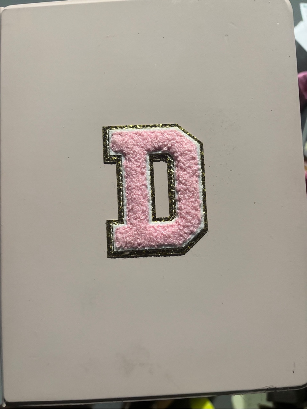 Pink Letter 'D' Decorative Patch Notebook - Unbranded